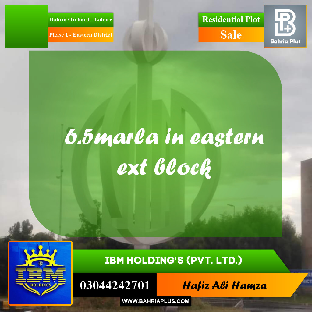 6.5 Marla Residential Plot for Sale in Phase 1 - Eastern District -  Bahria Orchard, Lahore - (BP-346933)
