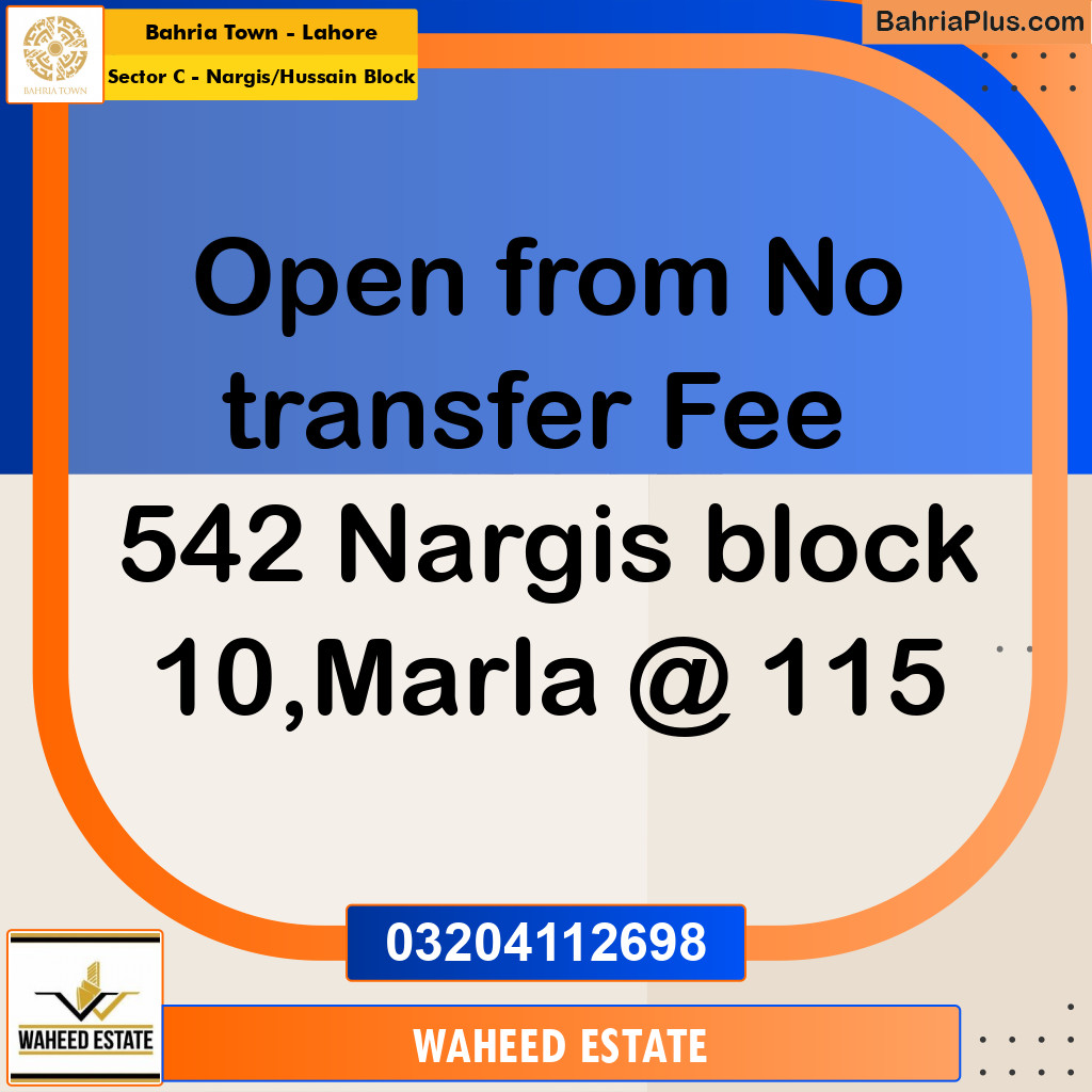 10 Marla Residential Plot for Sale in Sector C - Nargis/Hussain Block -  Bahria Town, Lahore - (BP-346938)