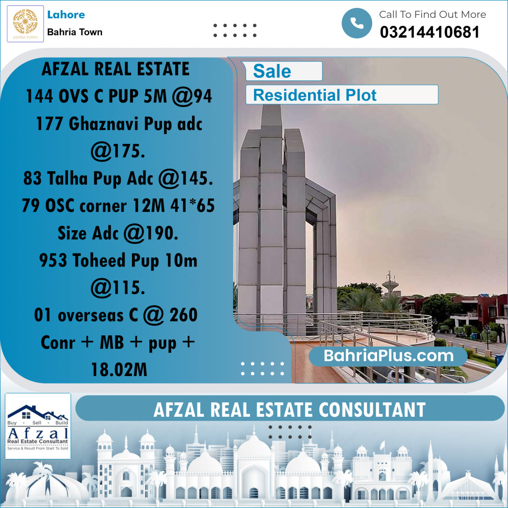 Residential Plot for Sale in Bahria Town, Lahore - (BP-346944)