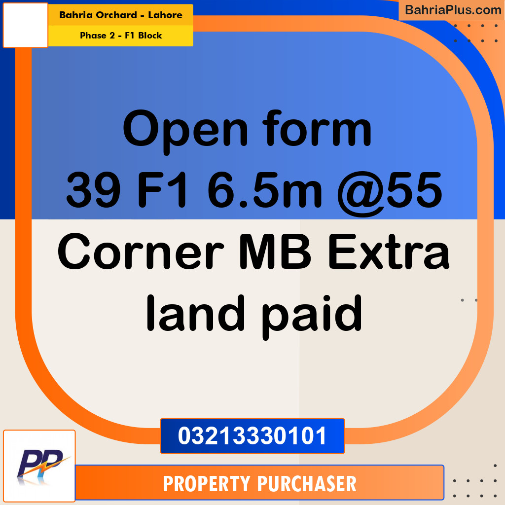 7 Marla Residential Plot for Sale in Phase 2 - F1 Block -  Bahria Orchard, Lahore - (BP-346990)