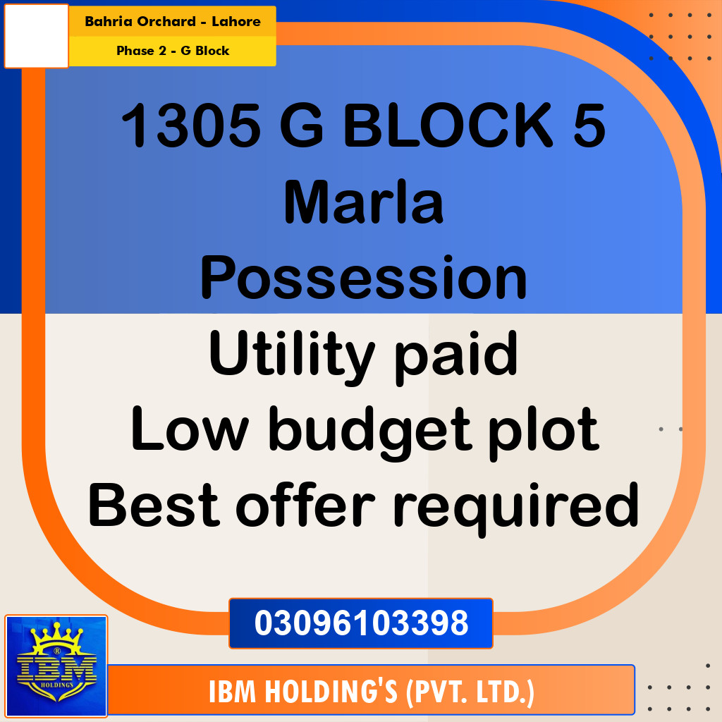 5 Marla Residential Plot for Sale in Phase 2 - G Block -  Bahria Orchard, Lahore - (BP-347009)