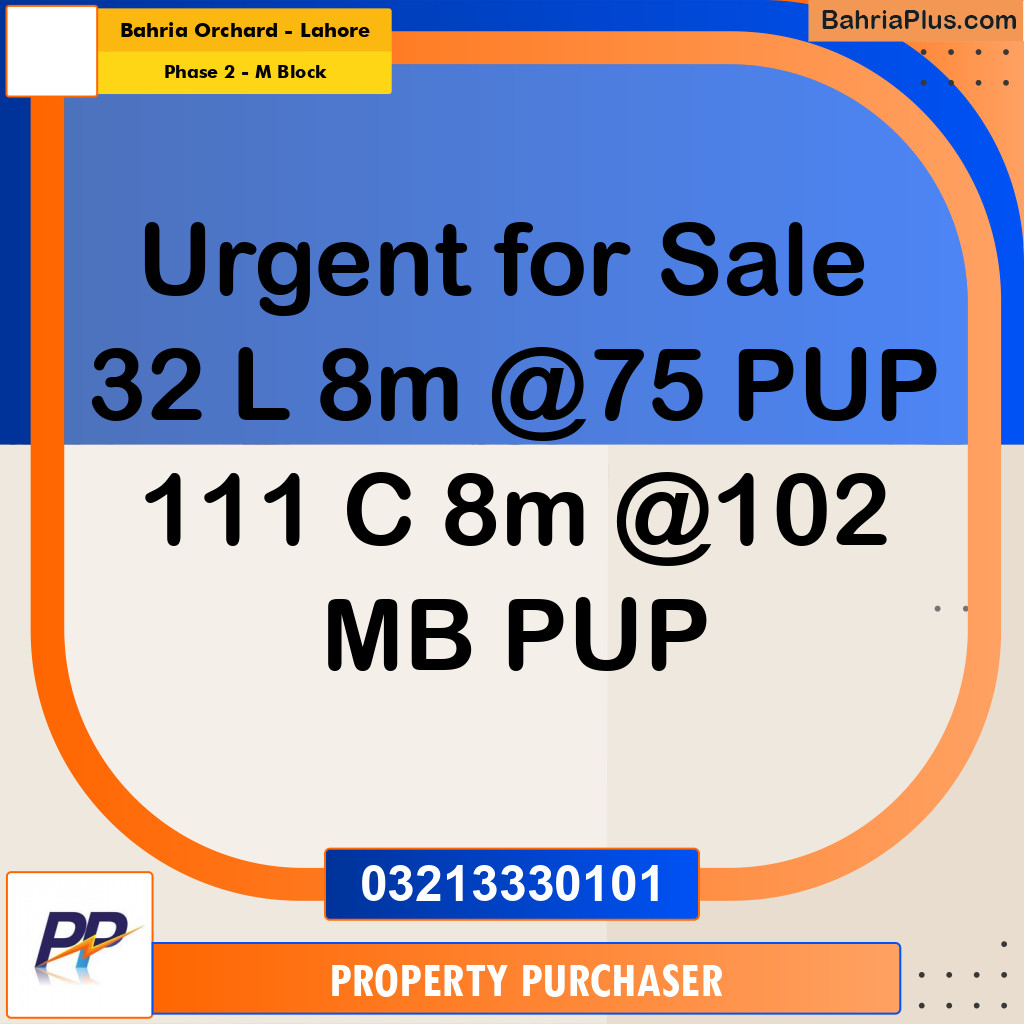 5 Marla Residential Plot for Sale in Phase 2 - M Block -  Bahria Orchard, Lahore - (BP-347039)