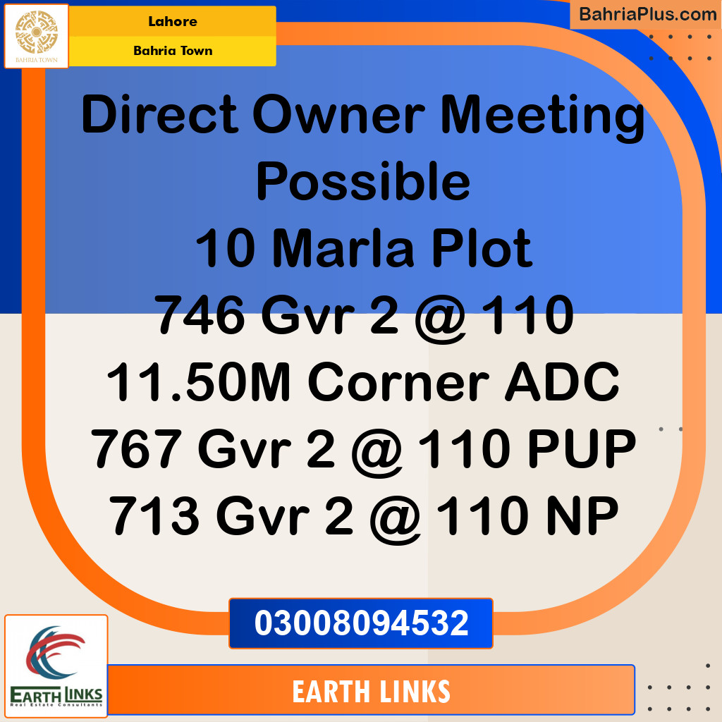 10 Marla Residential Plot for Sale in Bahria Town, Lahore - (BP-347042)