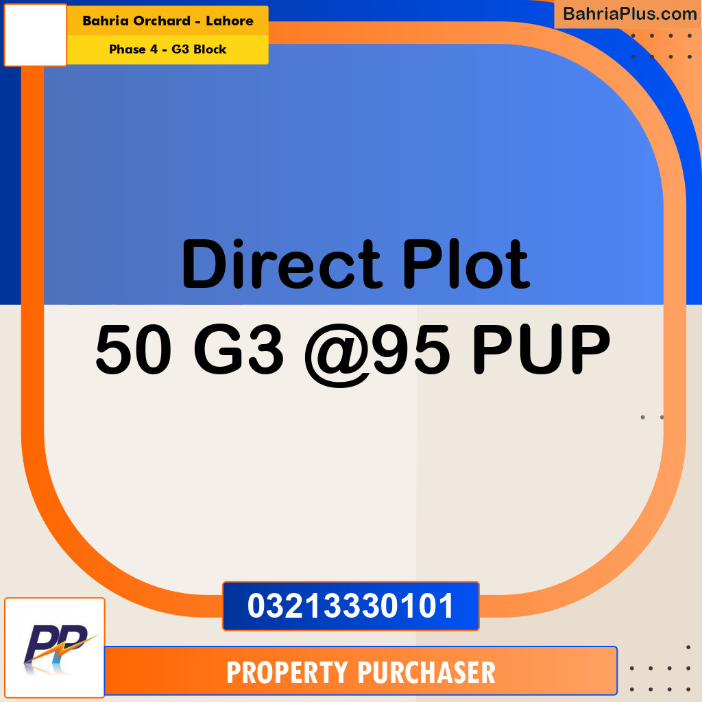10 Marla Residential Plot for Sale in Phase 4 - G3 Block -  Bahria Orchard, Lahore - (BP-347066)