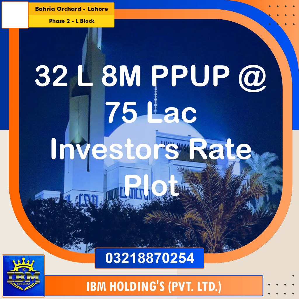 8 Marla Residential Plot for Sale in Phase 2 - L Block -  Bahria Orchard, Lahore - (BP-347068)