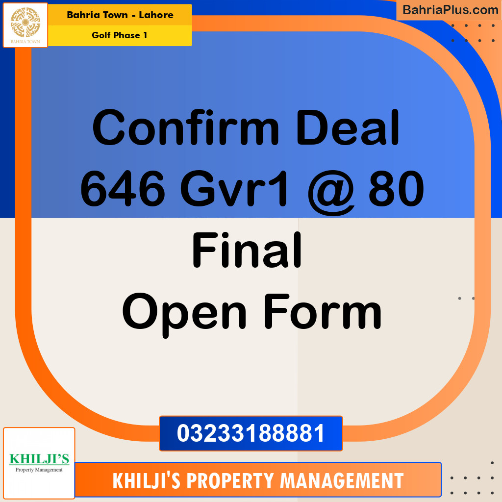 Residential Plot for Sale in Golf Phase 1 -  Bahria Town, Lahore - (BP-347176)