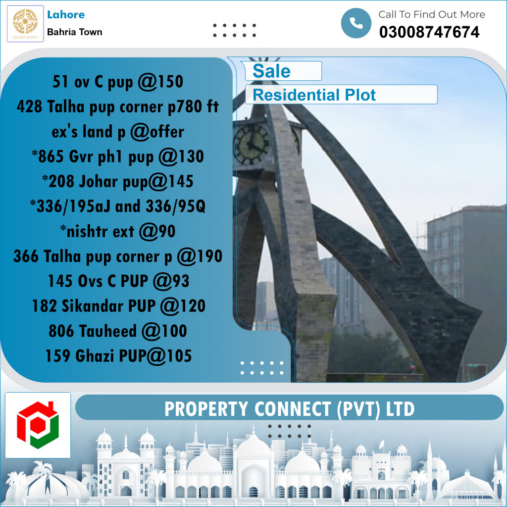 Residential Plot for Sale in Bahria Town, Lahore - (BP-347291)