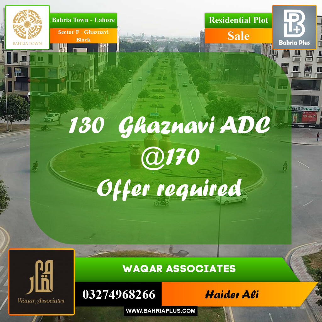 10 Marla Residential Plot for Sale in Sector F - Ghaznavi Block -  Bahria Town, Lahore - (BP-347342)