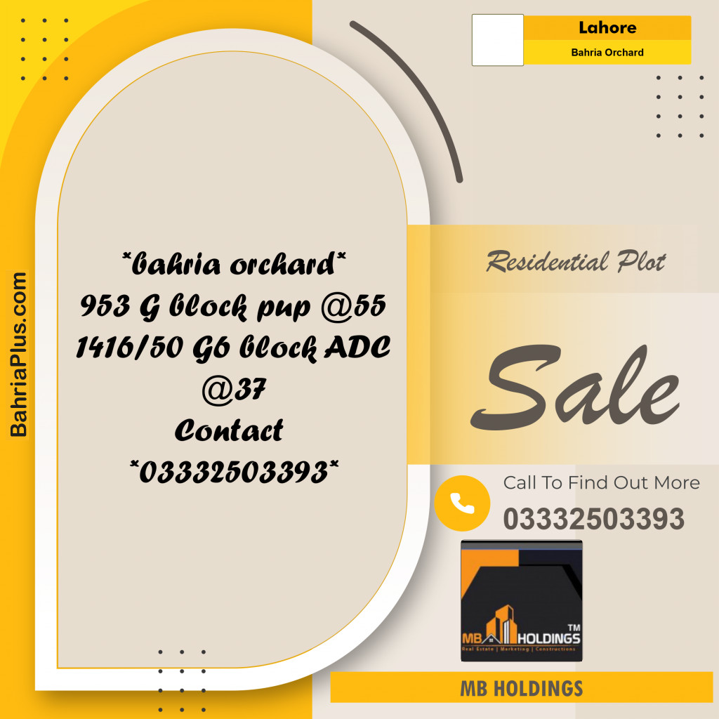 5 Marla Residential Plot for Sale in Bahria Orchard, Lahore - (BP-347351)