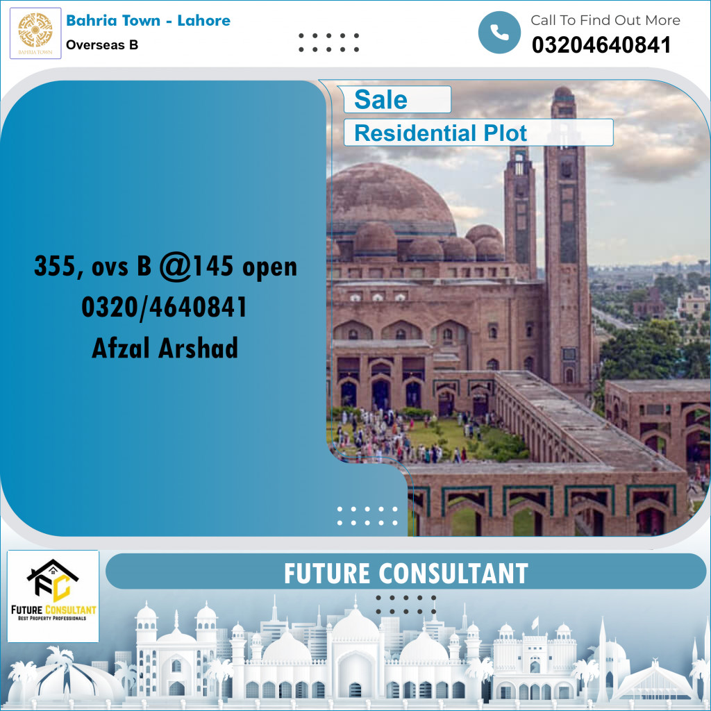 10 Marla Residential Plot for Sale in Overseas B -  Bahria Town, Lahore - (BP-347372)