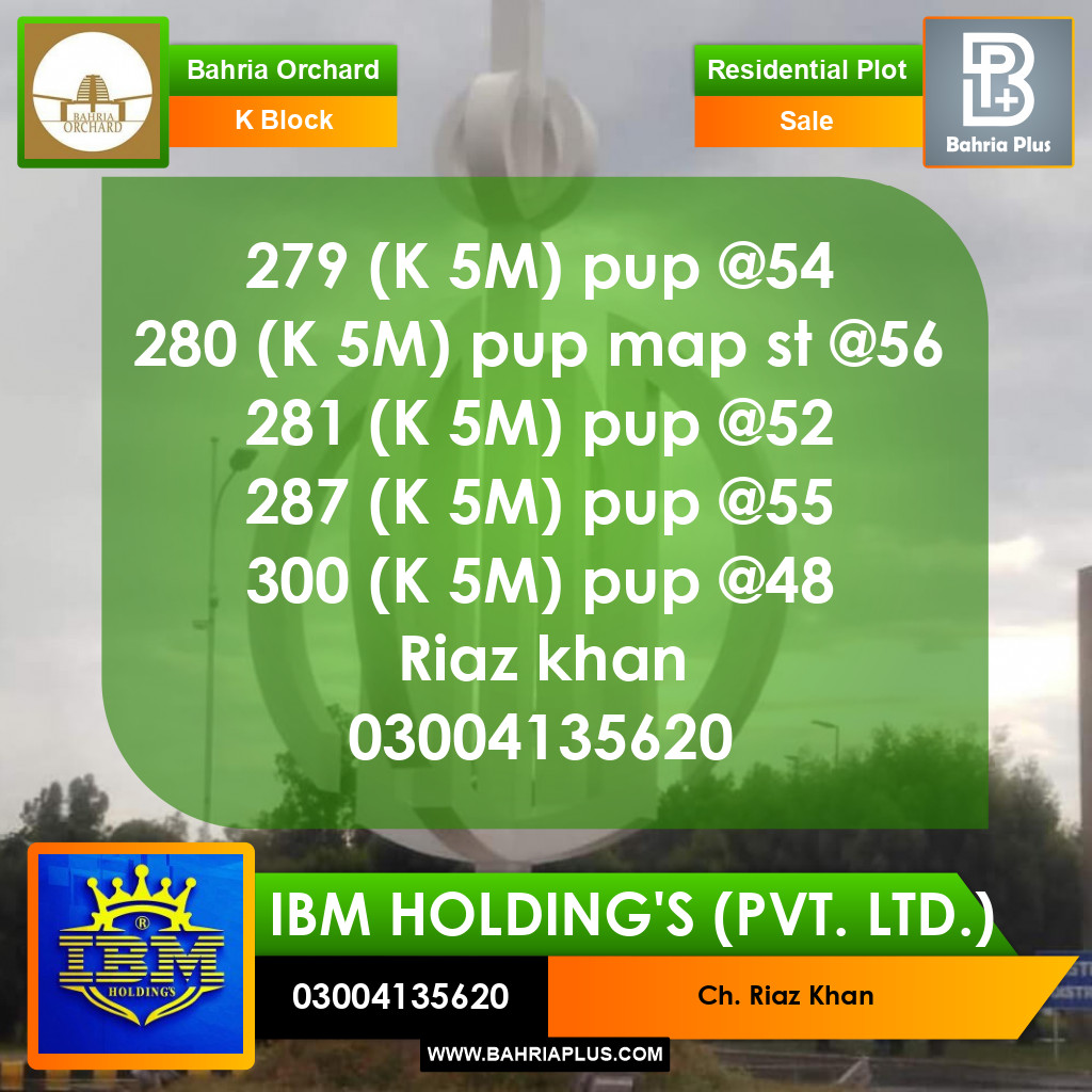 5 Marla Residential Plot for Sale in Phase 2 - K Block -  Bahria Orchard, Lahore - (BP-347384)