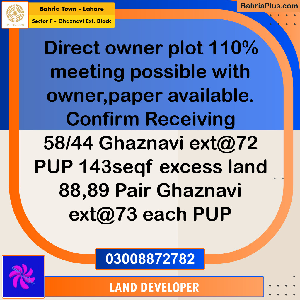 5 Marla Residential Plot for Sale in Sector F - Ghaznavi Ext. Block -  Bahria Town, Lahore - (BP-347385)