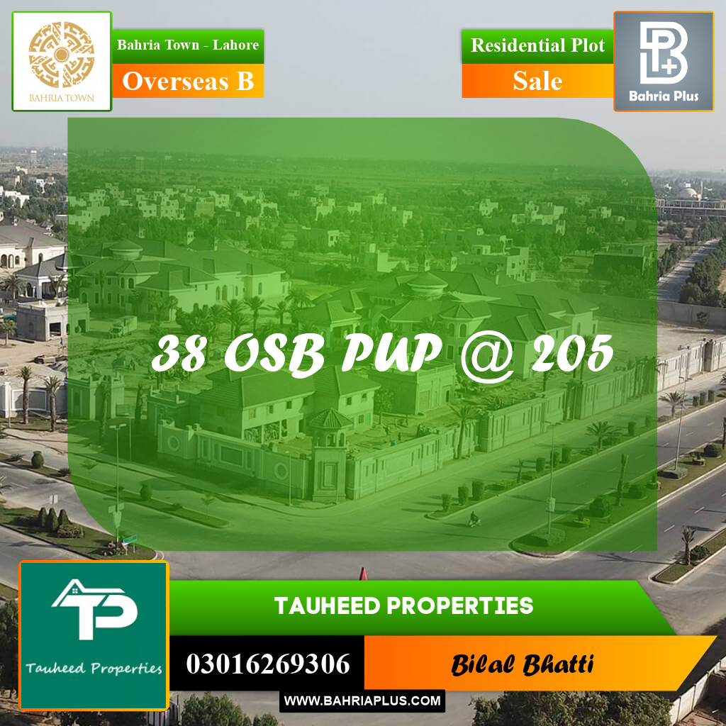 10 Marla Residential Plot for Sale in Overseas B -  Bahria Town, Lahore - (BP-347393)