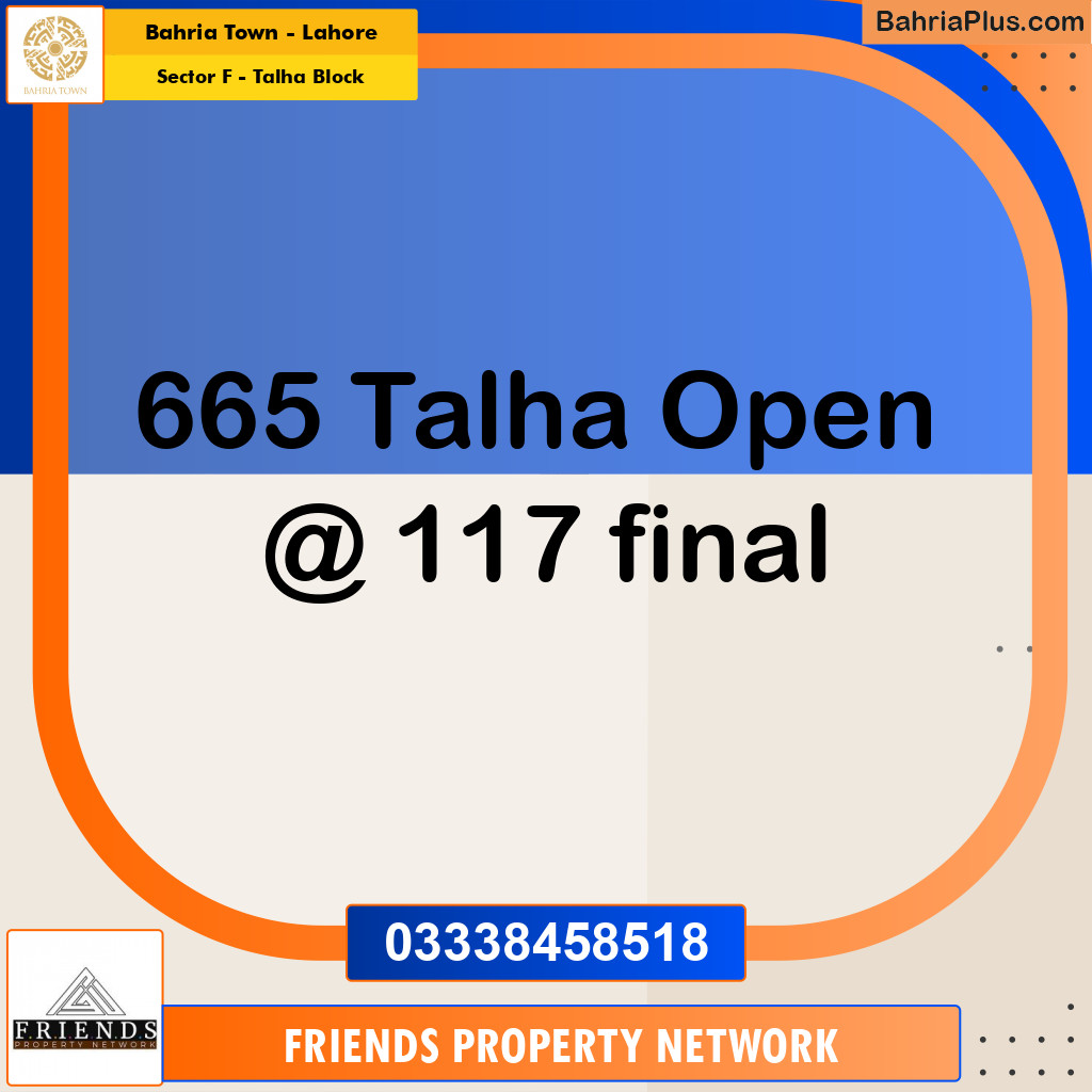 10 Marla Residential Plot for Sale in Sector F - Talha Block -  Bahria Town, Lahore - (BP-347433)