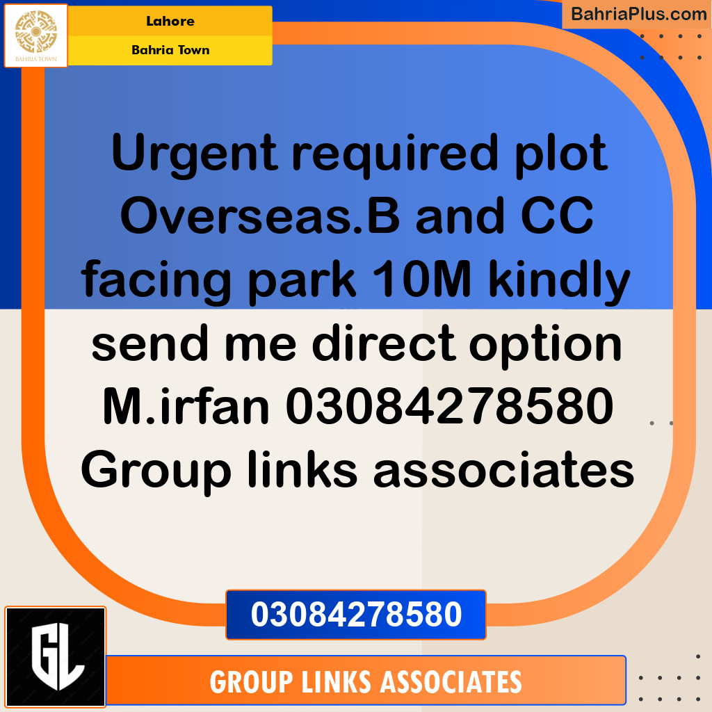 Residential Plot for Sale in Bahria Town, Lahore - (BP-347468)