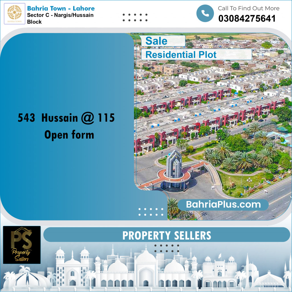10 Marla Residential Plot for Sale in Sector C - Nargis/Hussain Block -  Bahria Town, Lahore - (BP-347517)