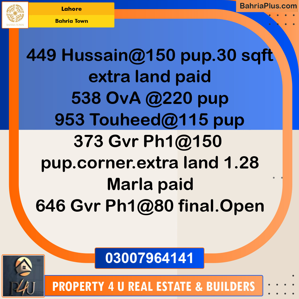 Residential Plot for Sale in Bahria Town, Lahore - (BP-347544)