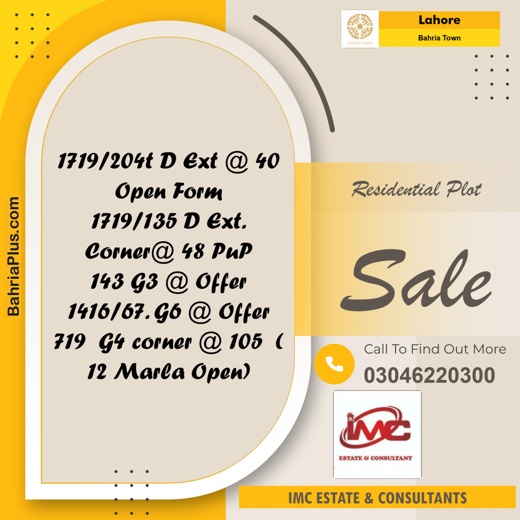 Residential Plot for Sale in Bahria Town, Lahore - (BP-347558)