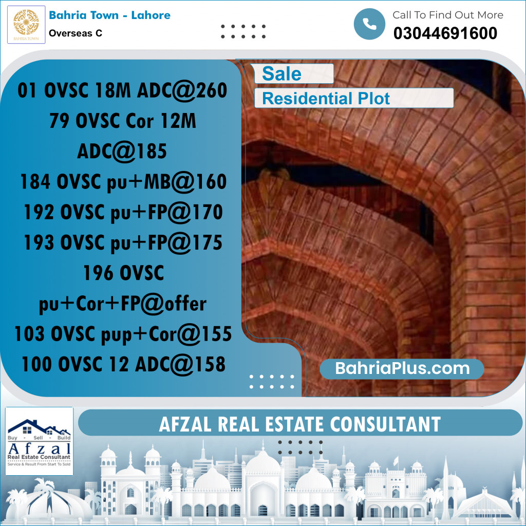 Residential Plot for Sale in Overseas C -  Bahria Town, Lahore - (BP-347603)