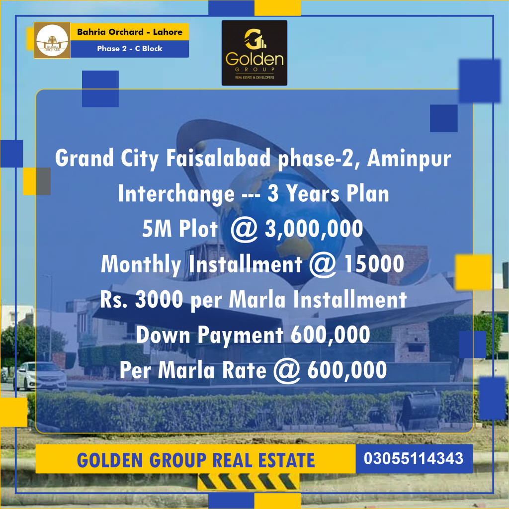 5 Marla Residential Plot for Sale in Phase 2 - C Block -  Bahria Orchard, Lahore - (BP-347645)