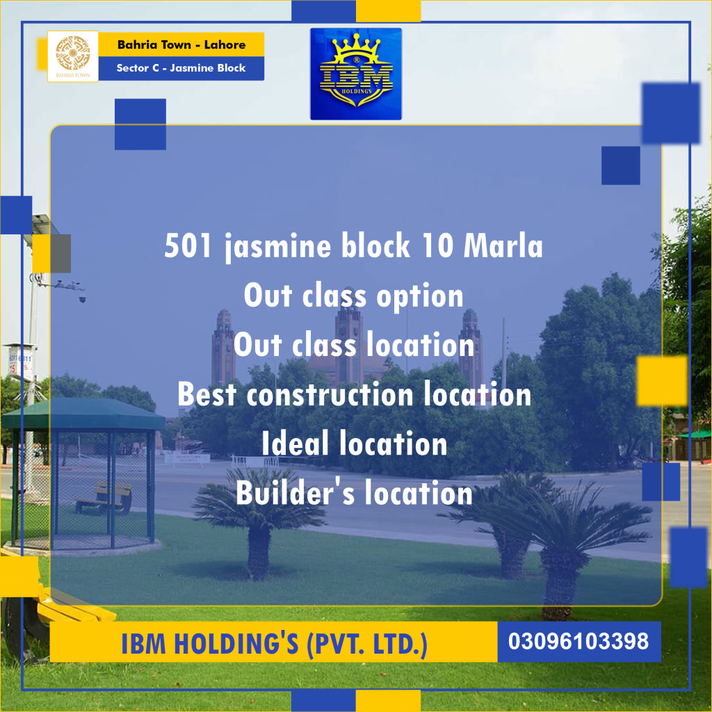 10 Marla Residential Plot for Sale in Sector C - Jasmine Block -  Bahria Town, Lahore - (BP-347646)