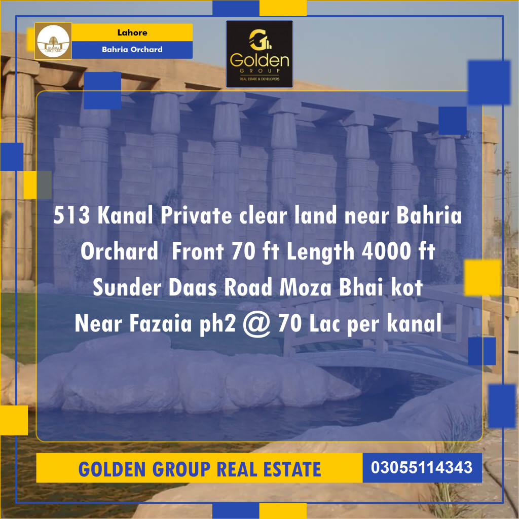513 Kanal Residential Plot for Sale in Bahria Orchard, Lahore - (BP-347660)