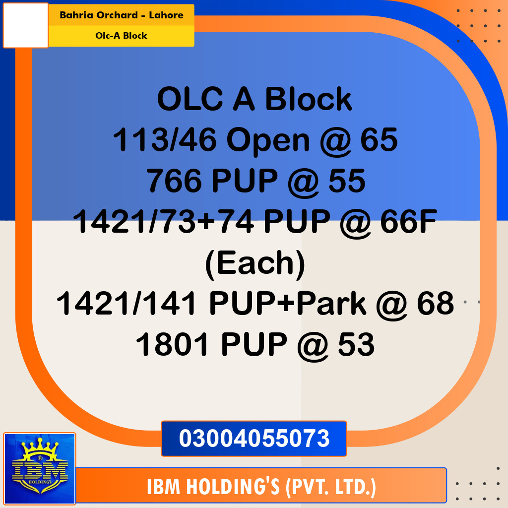 5 Marla Residential Plot for Sale in OLC-A Block -  Bahria Orchard, Lahore - (BP-347675)