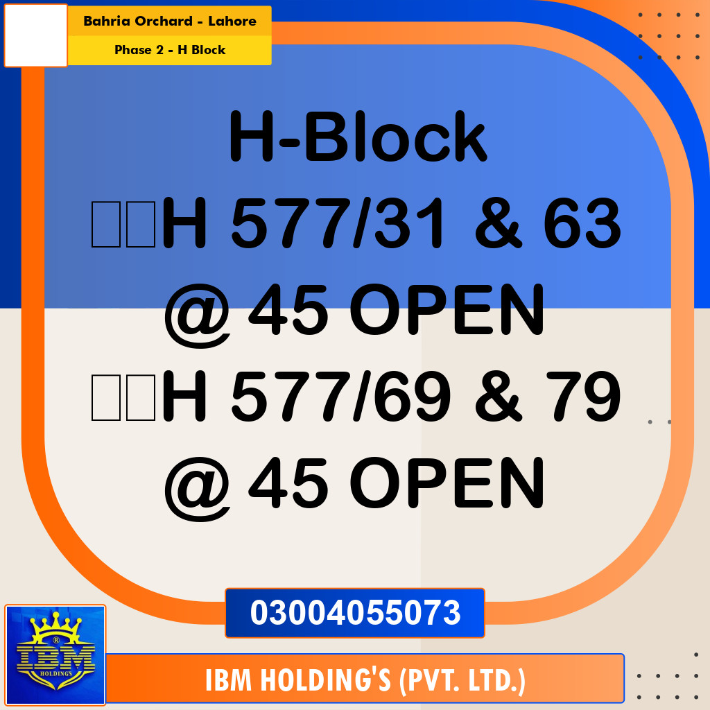 5 Marla Residential Plot for Sale in Phase 2 - H Block -  Bahria Orchard, Lahore - (BP-347690)