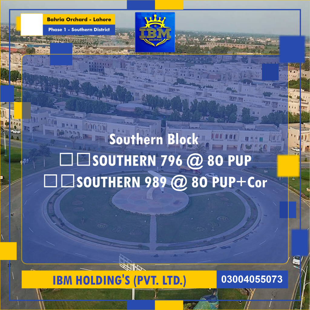 8 Marla Residential Plot for Sale in Phase 1 - Southern District -  Bahria Orchard, Lahore - (BP-347695)