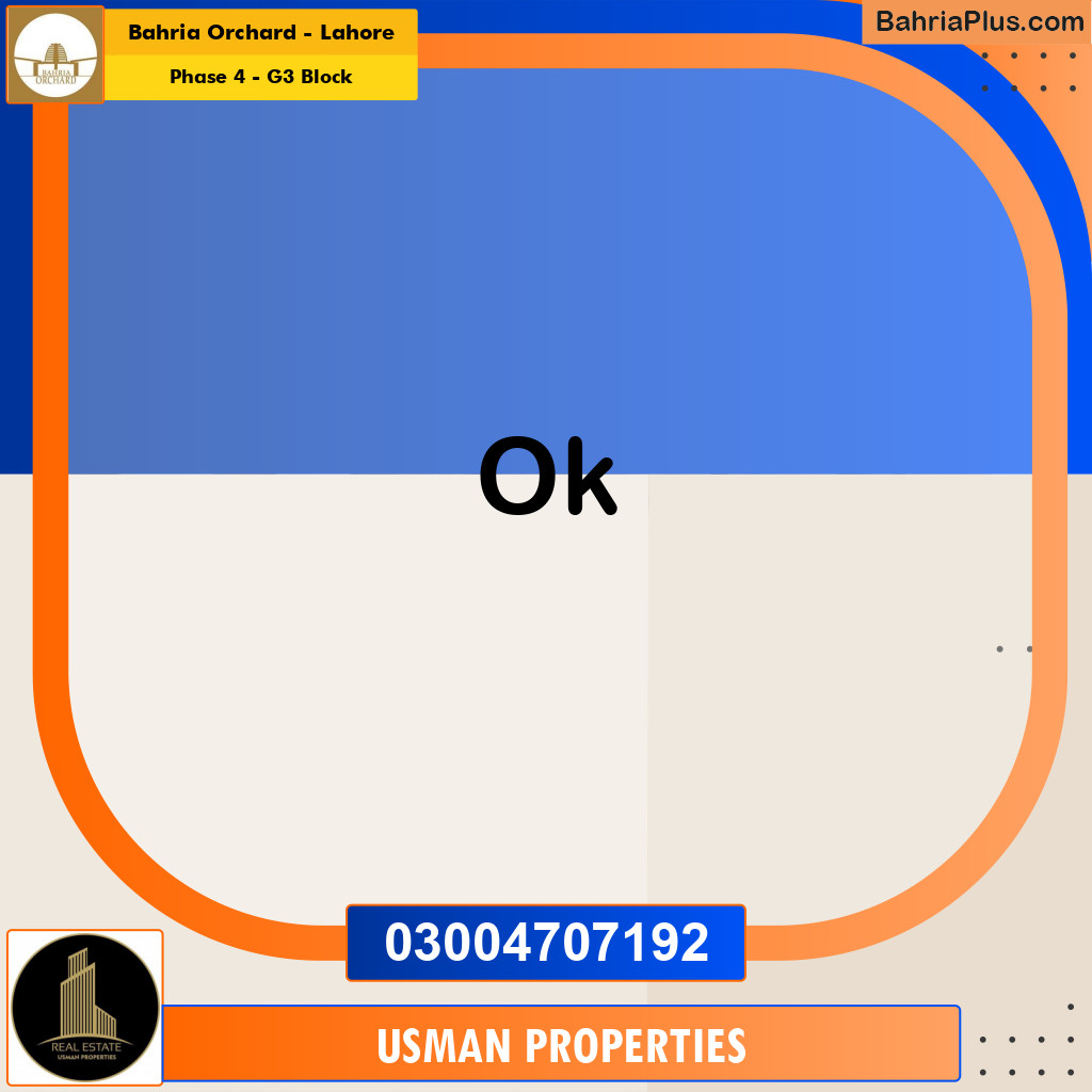 10 Marla Residential Plot for Sale in Phase 4 - G3 Block -  Bahria Orchard, Lahore - (BP-347714)