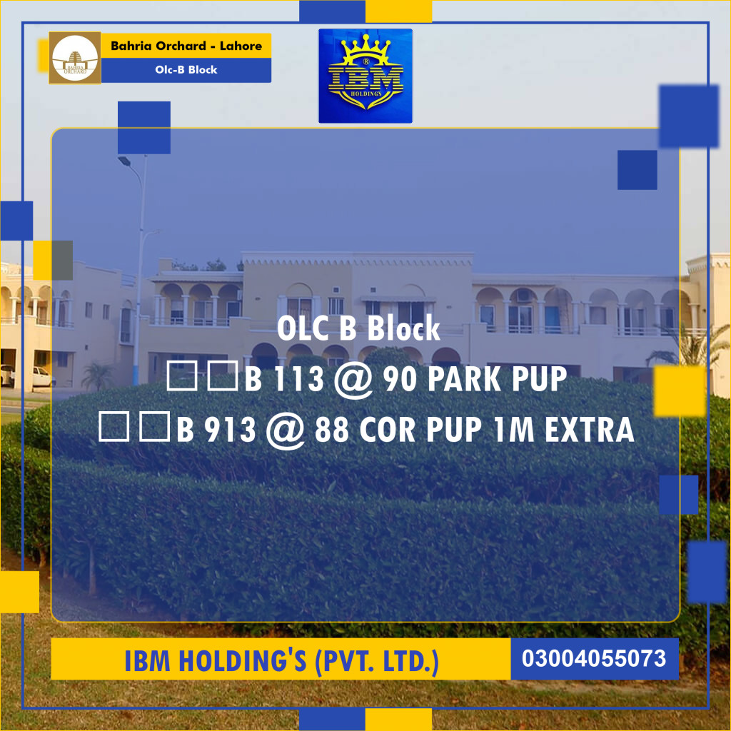 8 Marla Residential Plot for Sale in OLC-B Block -  Bahria Orchard, Lahore - (BP-347724)