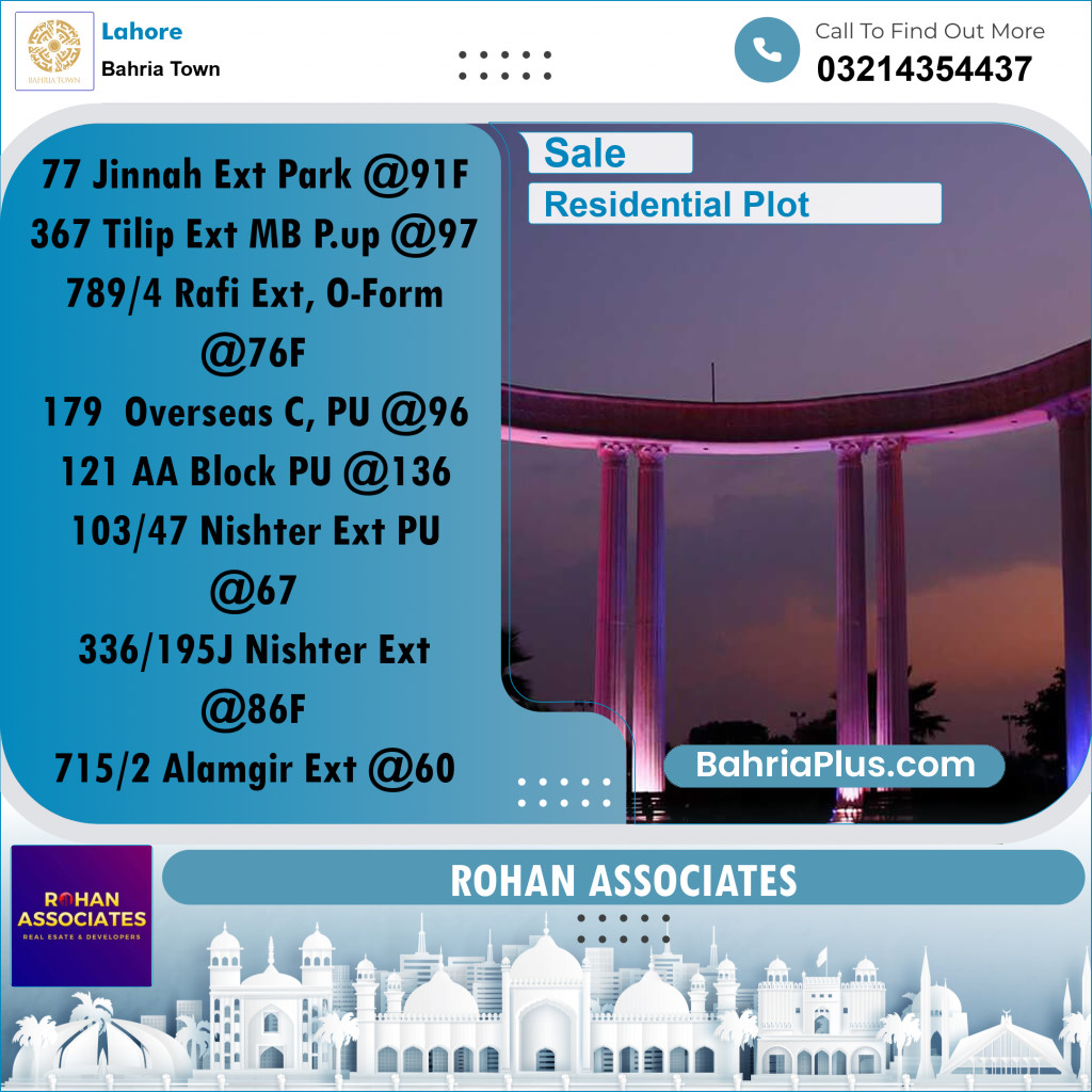 Residential Plot for Sale in Bahria Town, Lahore - (BP-347726)