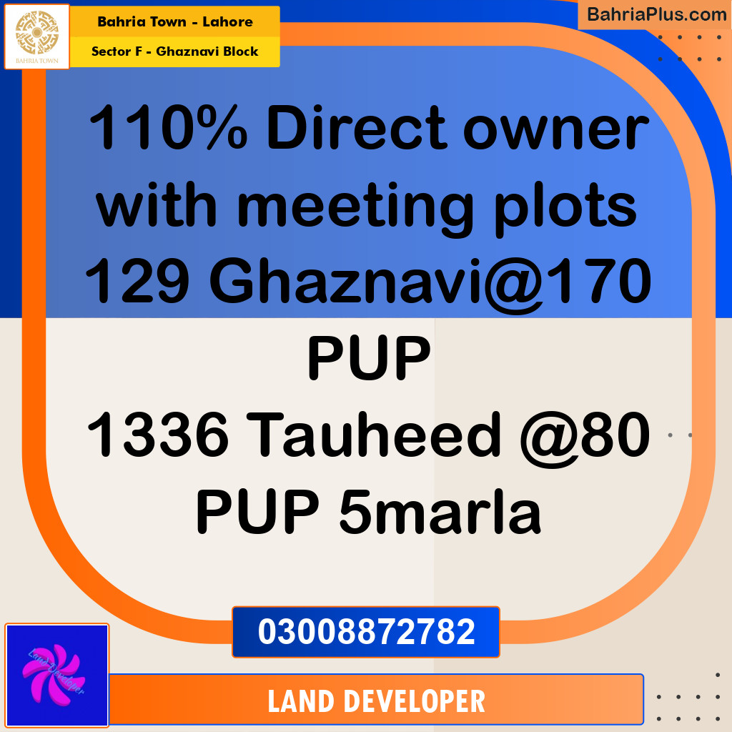 10 Marla Residential Plot for Sale in Sector F - Ghaznavi Block -  Bahria Town, Lahore - (BP-347732)