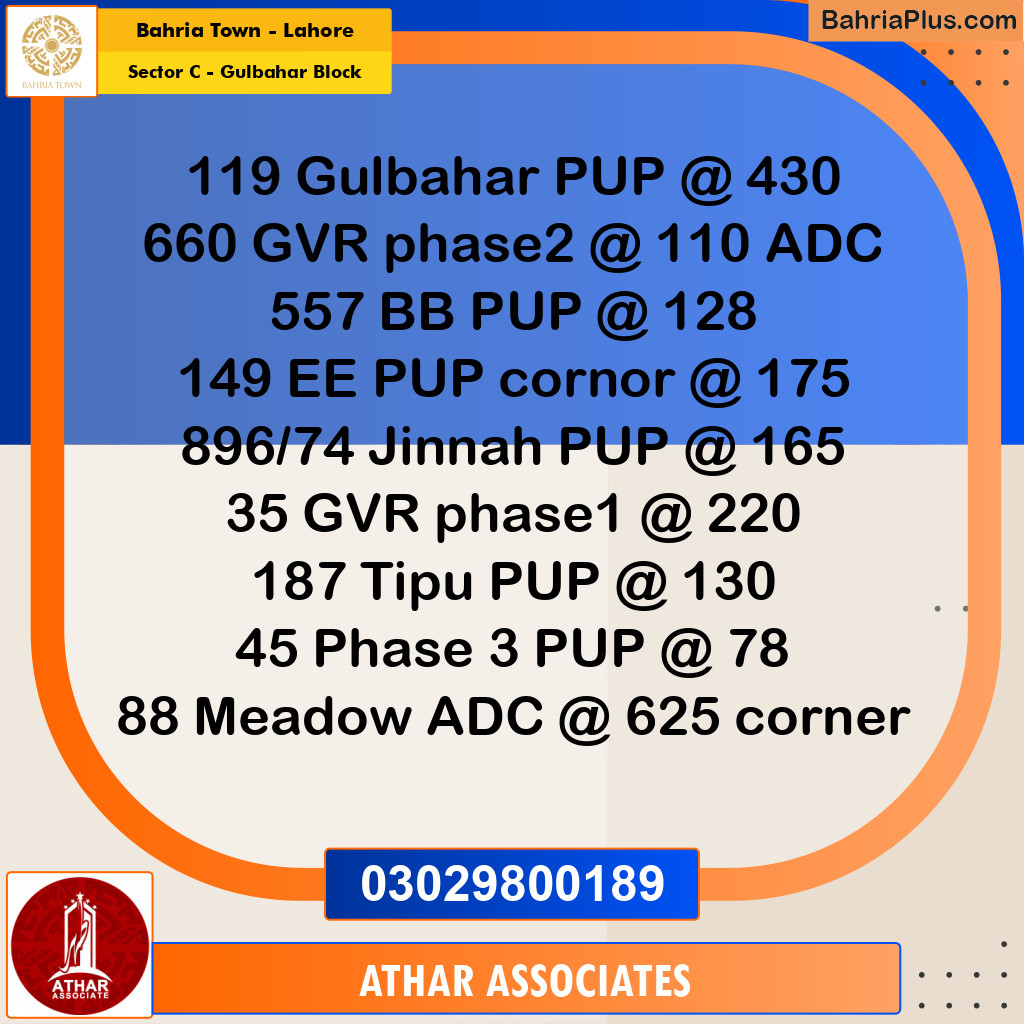 20 Marla Residential Plot for Sale in Sector C - Gulbahar Block -  Bahria Town, Lahore - (BP-347738)