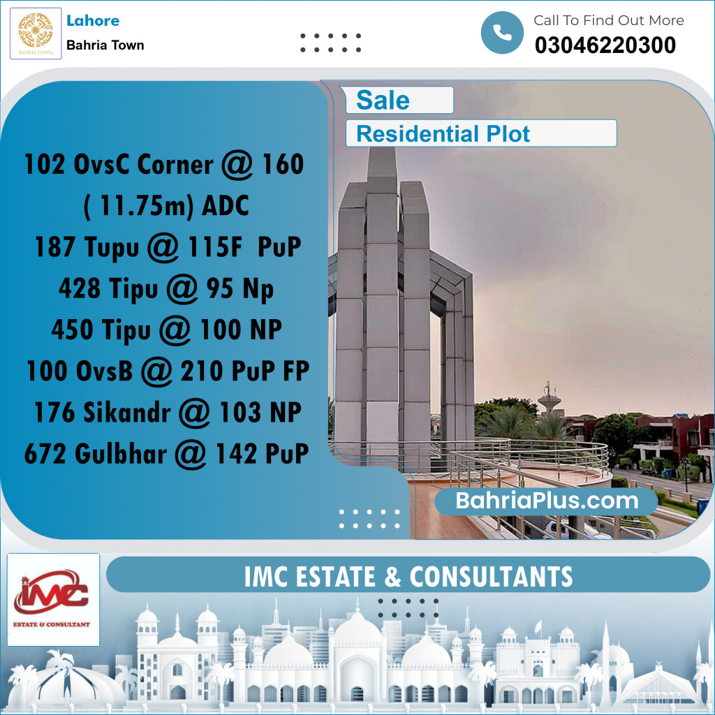 Residential Plot for Sale in Bahria Town, Lahore - (BP-347775)