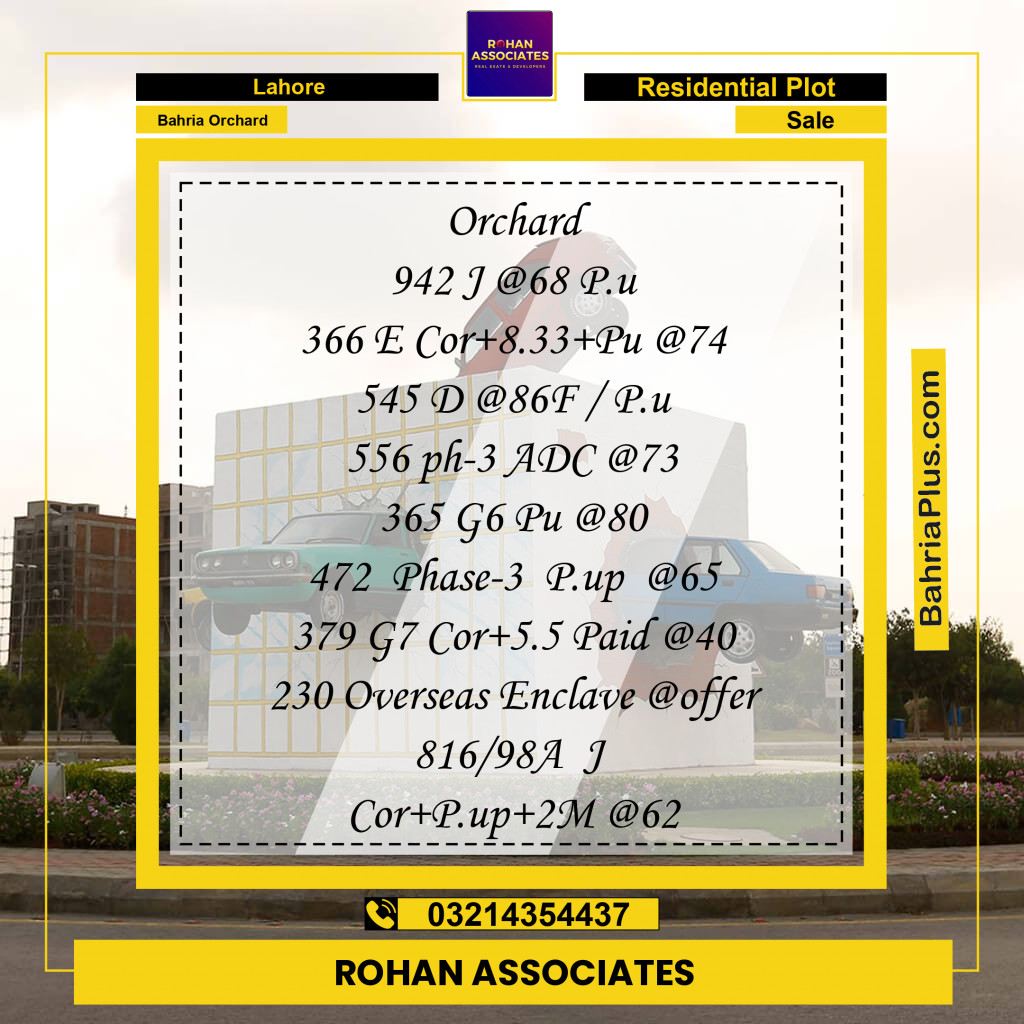 Residential Plot for Sale in Bahria Orchard, Lahore - (BP-347802)