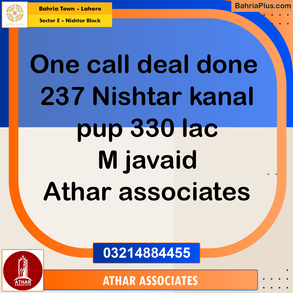 20 Marla Residential Plot for Sale in Sector E - Nishtar Block -  Bahria Town, Lahore - (BP-347959)