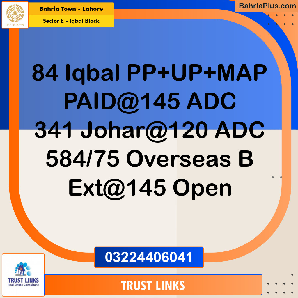 Residential Plot for Sale in Sector E - Iqbal Block -  Bahria Town, Lahore - (BP-348018)