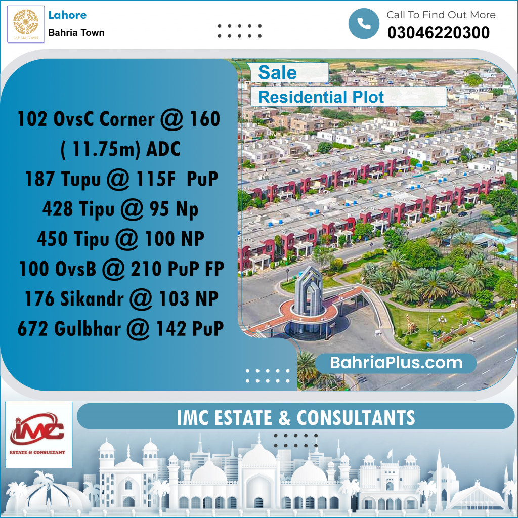 Residential Plot for Sale in Bahria Town, Lahore - (BP-348029)