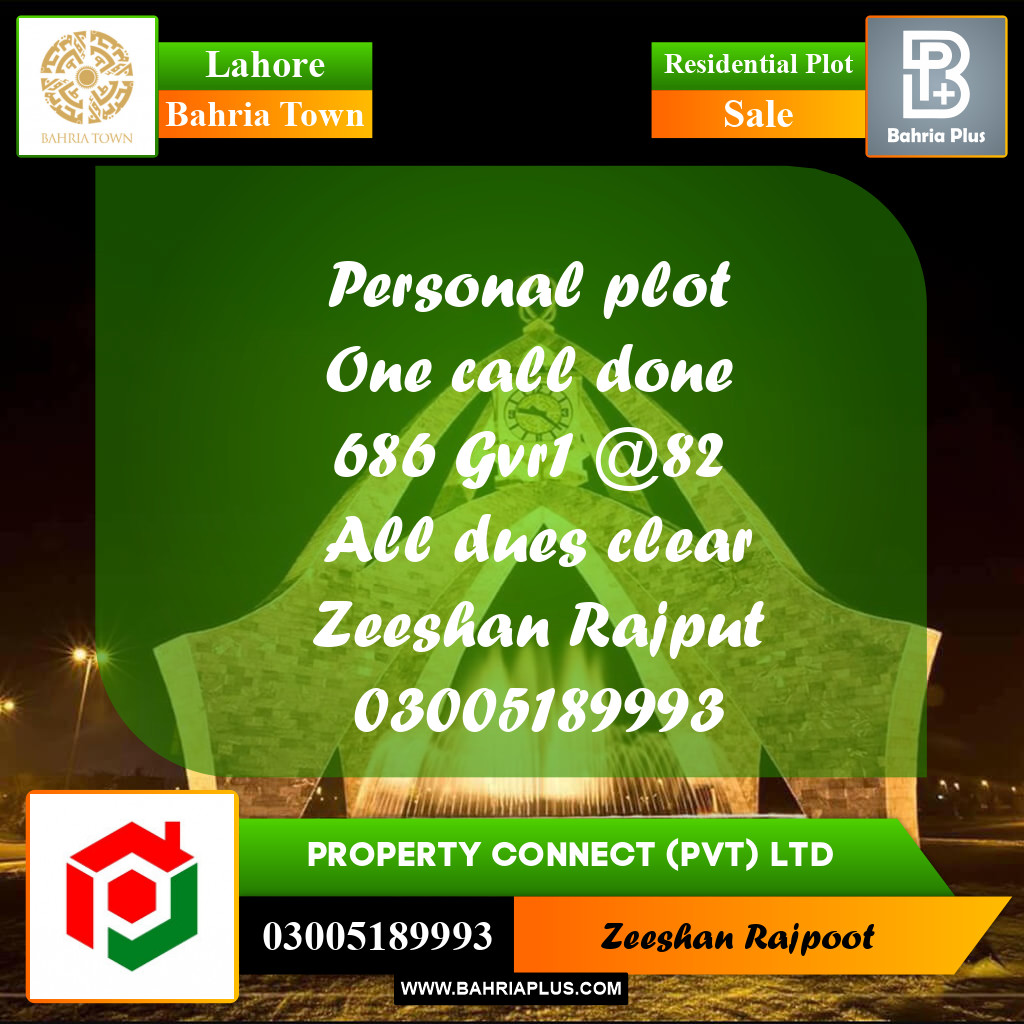 Residential Plot for Sale in Bahria Town, Lahore - (BP-348034)