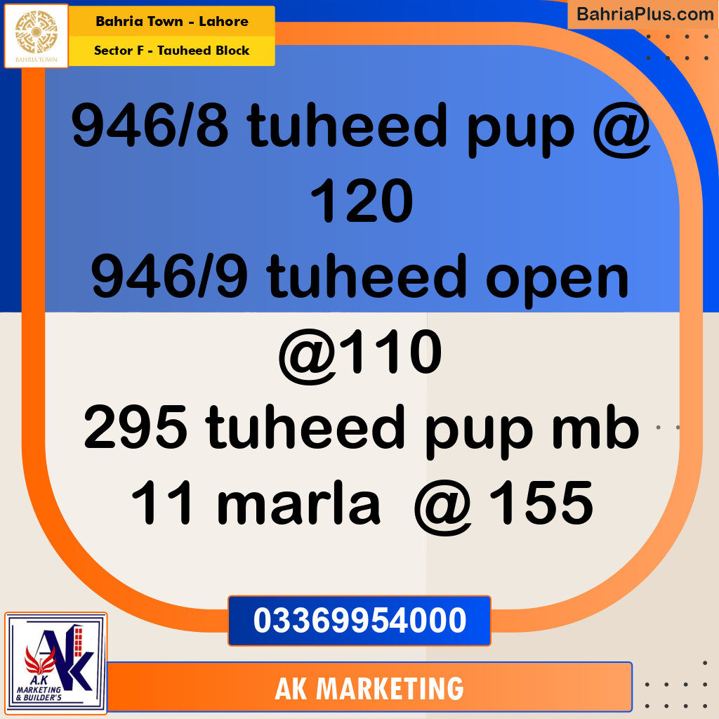 10 Marla Residential Plot for Sale in Sector F - Tauheed Block -  Bahria Town, Lahore - (BP-348077)