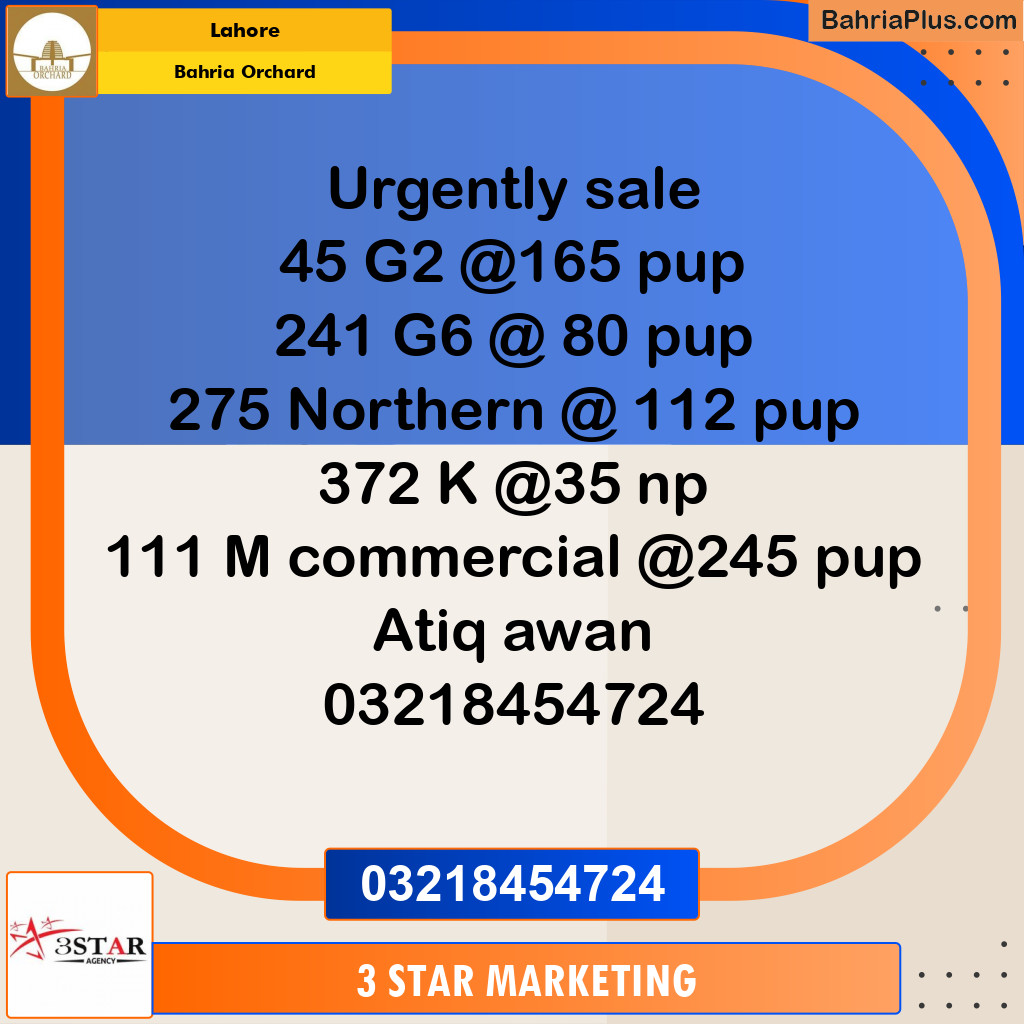 Residential Plot for Sale in Bahria Orchard, Lahore - (BP-348087)