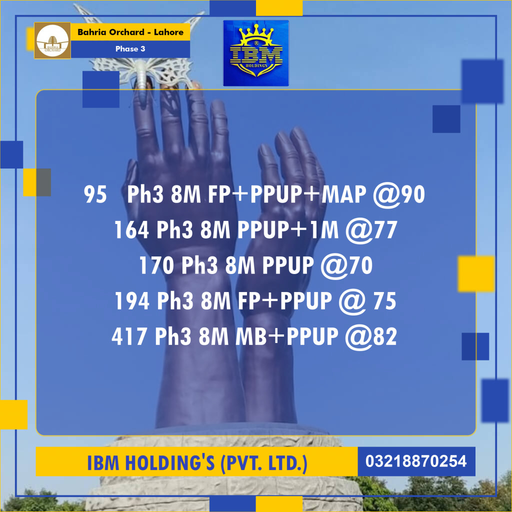 8 Marla Residential Plot for Sale in Phase 3 -  Bahria Orchard, Lahore - (BP-348129)