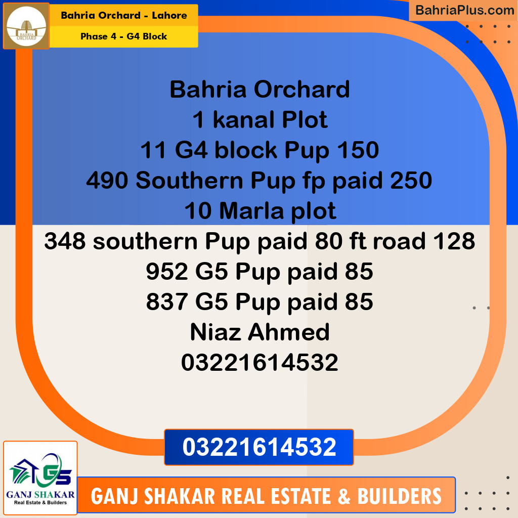 1 Kanal Residential Plot for Sale in Phase 4 - G4 Block -  Bahria Orchard, Lahore - (BP-348180)