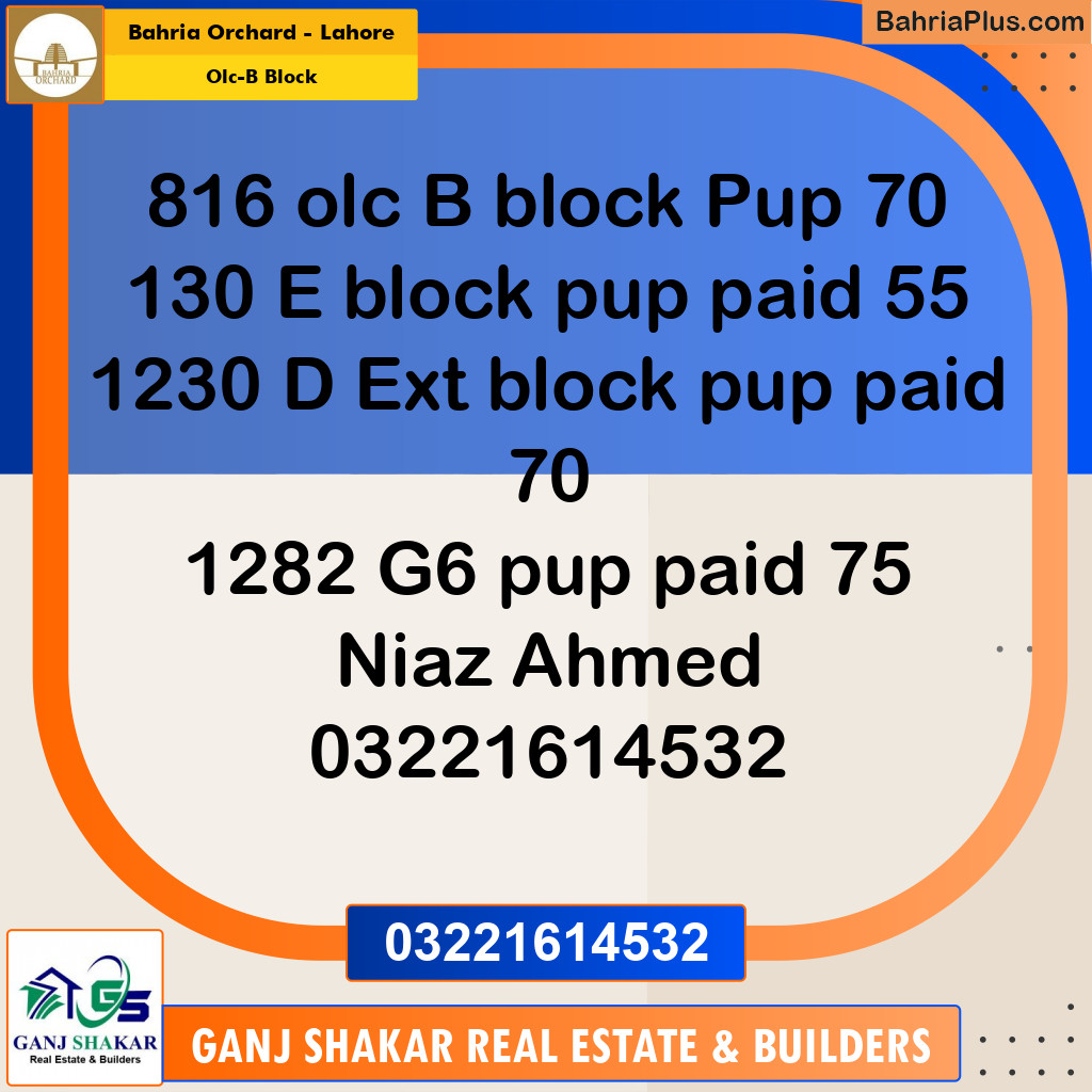 5 Marla Residential Plot for Sale in OLC-B Block -  Bahria Orchard, Lahore - (BP-348181)