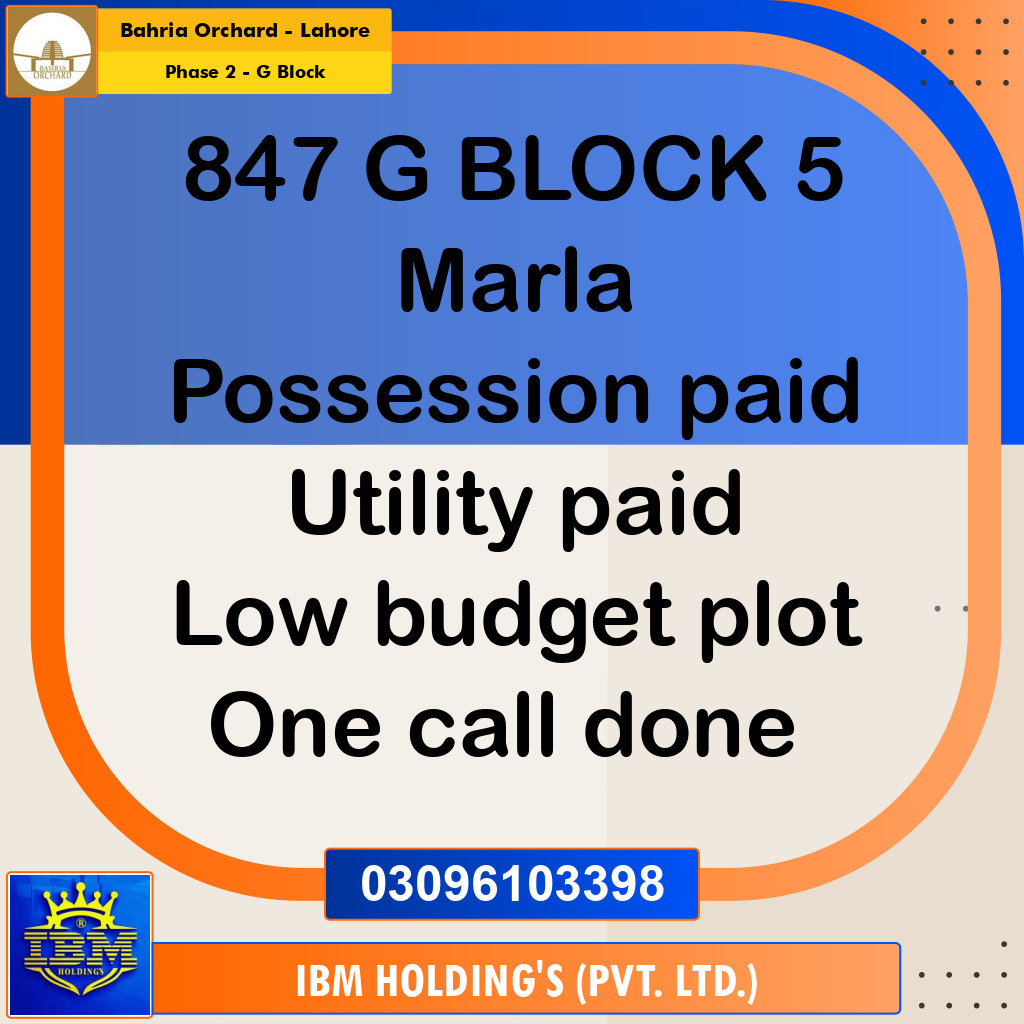 5 Marla Residential Plot for Sale in Phase 2 - G Block -  Bahria Orchard, Lahore - (BP-348190)