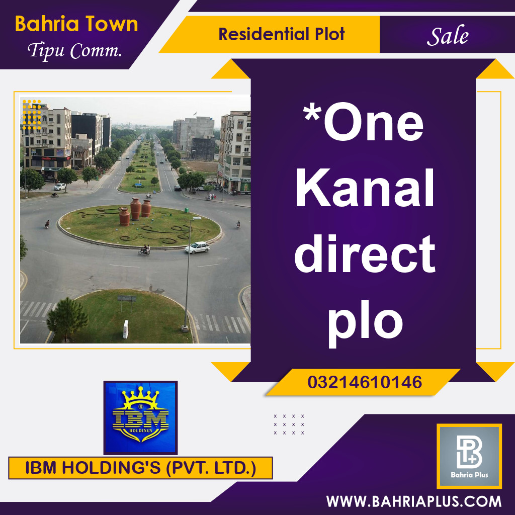 1 Kanal Residential Plot for Sale in Sector F - Tipu Commercial -  Bahria Town, Lahore - (BP-348208)