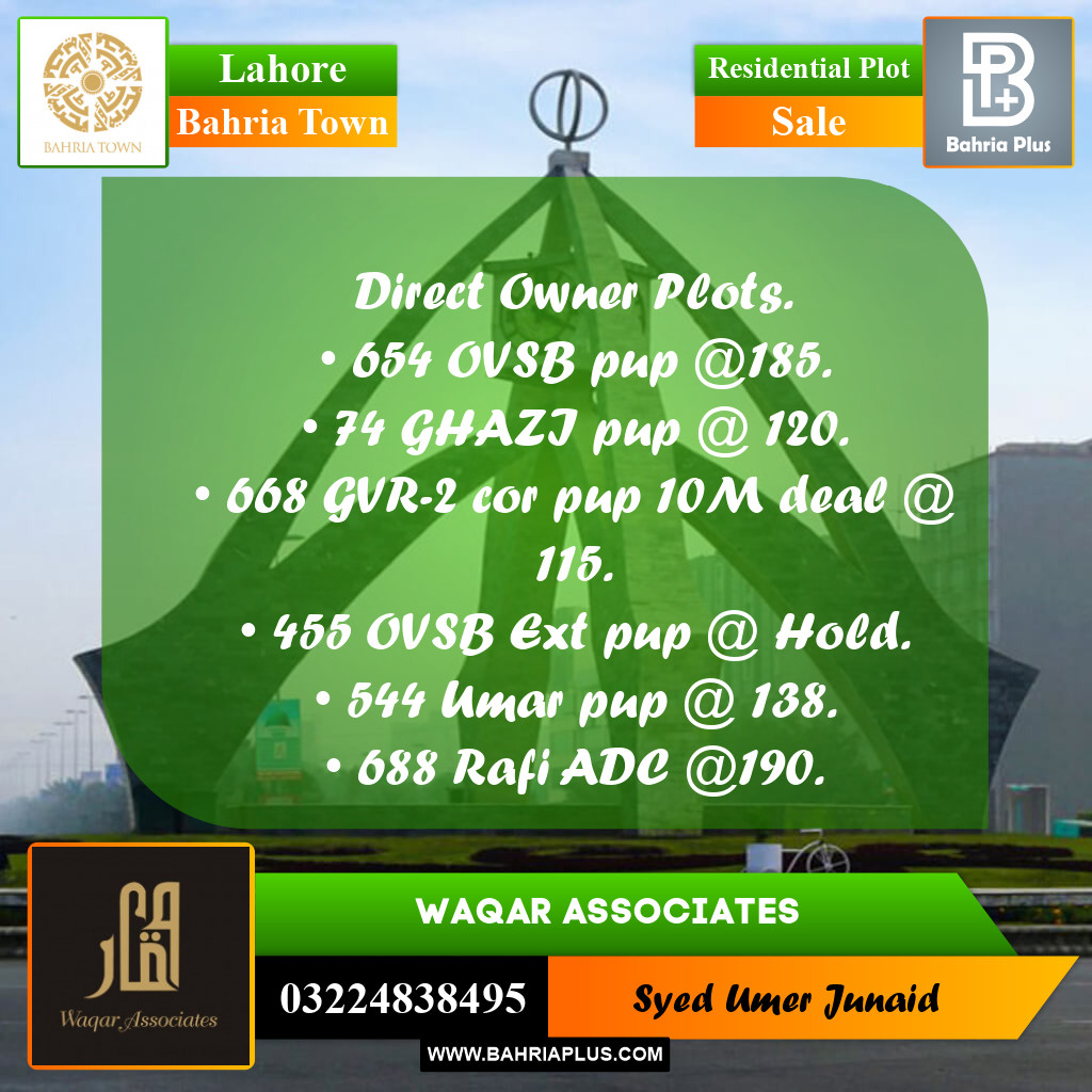 Residential Plot for Sale in Bahria Town, Lahore - (BP-348211)