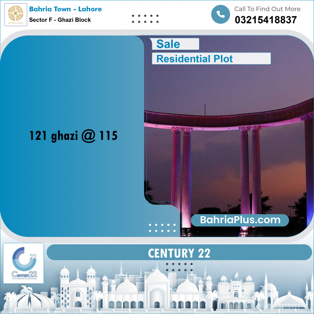 10 Marla Residential Plot for Sale in Sector F - Ghazi Block -  Bahria Town, Lahore - (BP-348238)