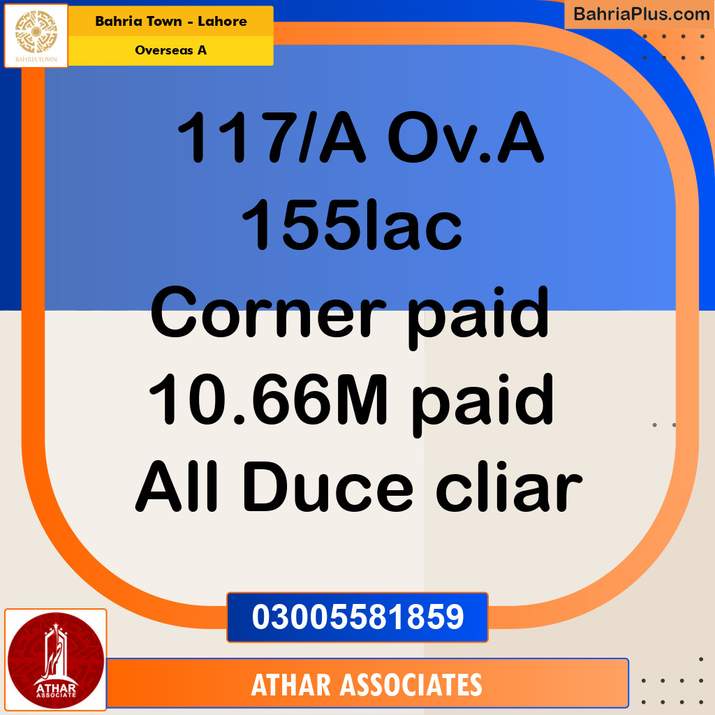 10 Marla Residential Plot for Sale in Overseas A -  Bahria Town, Lahore - (BP-348257)